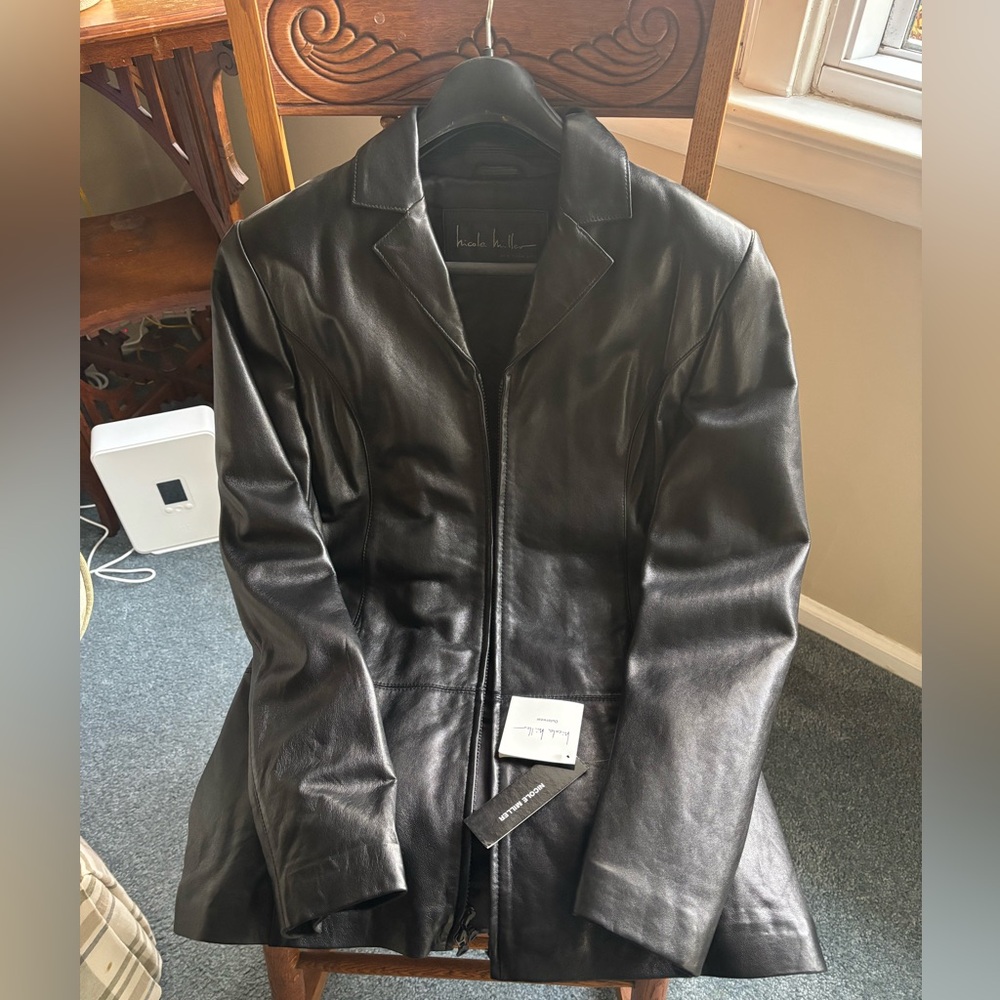 Nicole Miller Sleek Black Leather Jacket